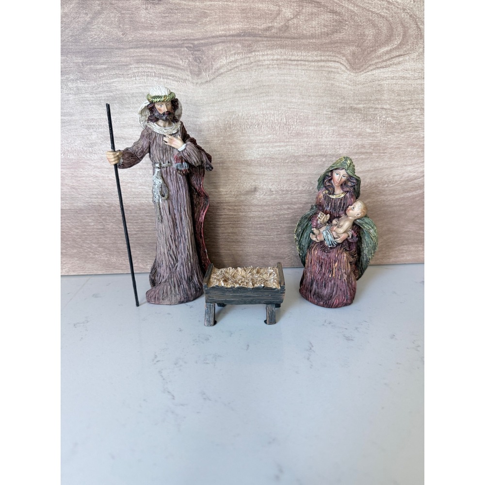 Holy Family Nativity Set 3 Piece Joseph Mary Baby Jesus Christmas Decor